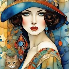 Схема вышивки «Lady et son chat»