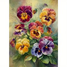 Схема вышивки «акварельные фиалки»