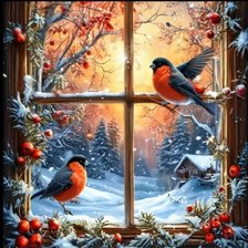 Схема вышивки «А за окном была зима»