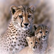 Схема вышивки «Jaguar et ses deux petits»