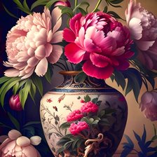 Схема вышивки «Пионы в вазе»