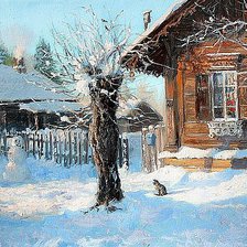 Схема вышивки «Зимняя деревня. Владимир Жданов»