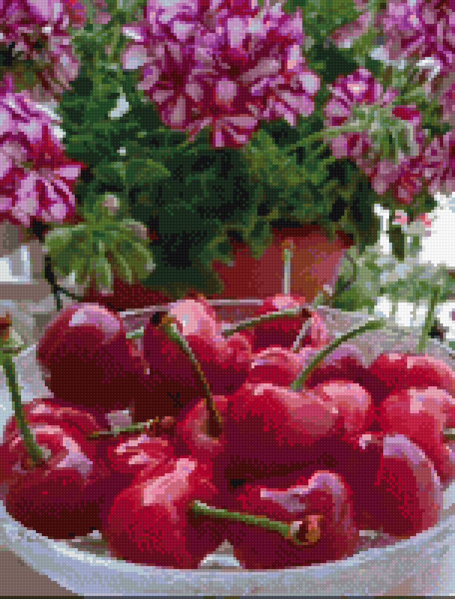 Вишня🍒 - ягоды, вишня, цветы - предпросмотр