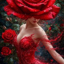 Схема вышивки «Девушка в красном»