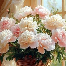 Схема вышивки «Пионы в корзине»