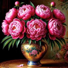 Схема вышивки «Малиновые пионы»