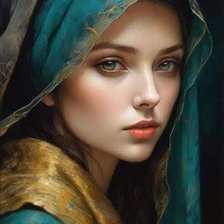 Схема вышивки «Femme au foulard vert»