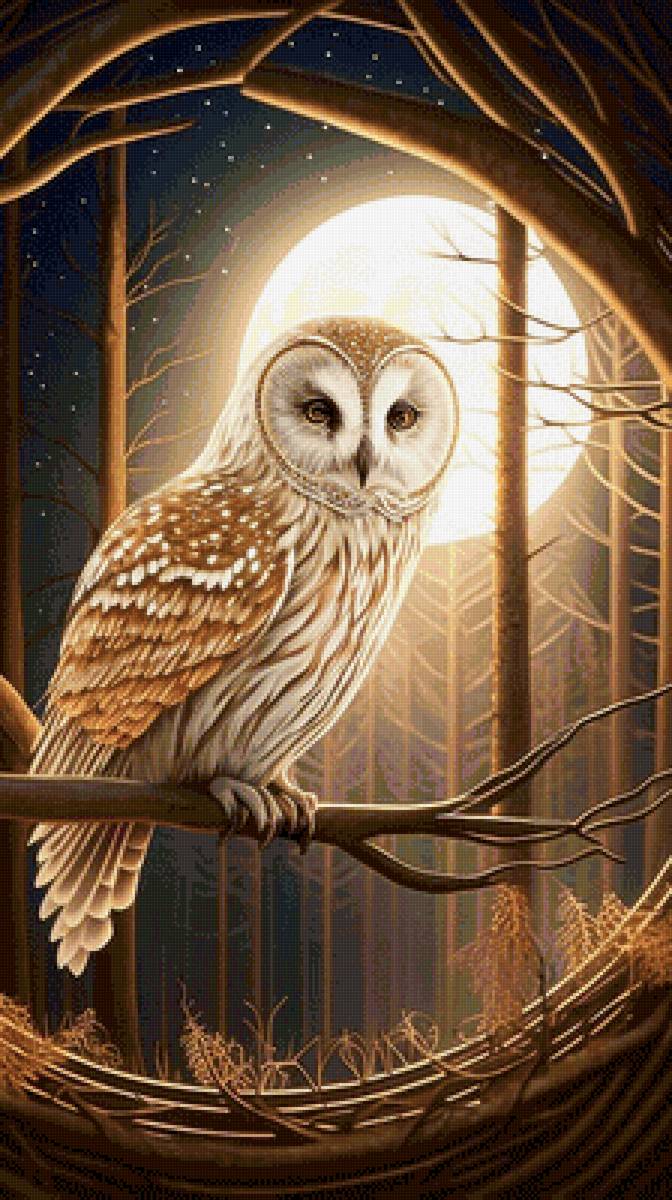 Ночная гостья - птицы, сова - предпросмотр