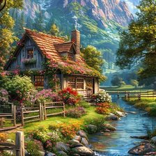 Схема вышивки «Утро в горах»