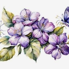 Схема вышивки «Бабочки и цветы»