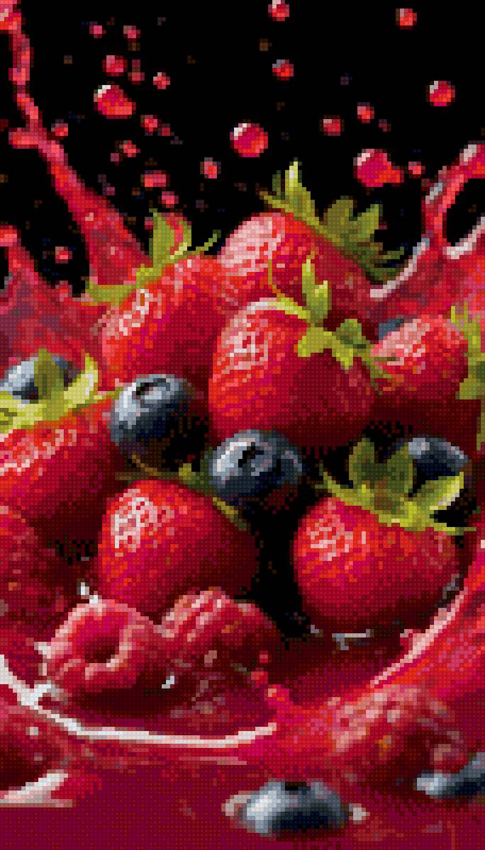 Ягодный морс - ягоды, малина, черника, клубника - предпросмотр