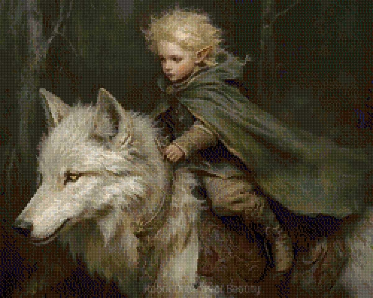 Elf with wolf - предпросмотр