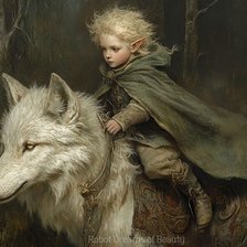 Схема вышивки «Elf with wolf»