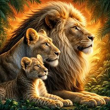 Схема вышивки «Львиная семья»