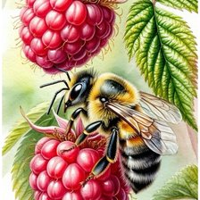 Схема вышивки «Пчелка на малине»