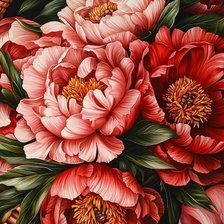 Схема вышивки «Пионы в корзине»