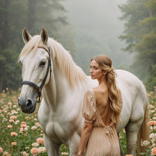 Схема вышивки «Девушка и лошадь»