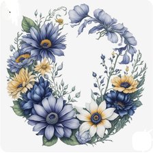 Схема вышивки «Венок из синих цветов»