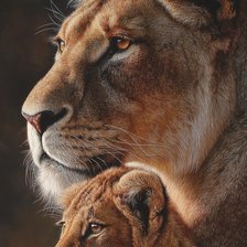 Схема вышивки «Lionne et son petit»