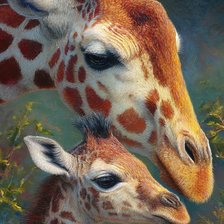 Схема вышивки «Girafe et son petit»