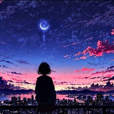 Схема вышивки «Закат ночного города»