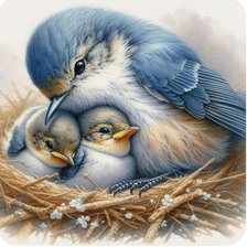 Схема вышивки «Птицы в гнезде»