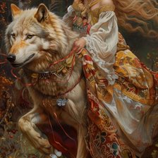 Схема вышивки «Елена Прекрасная и Серый Волк»