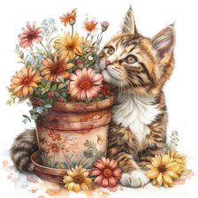 Схема вышивки «котик»