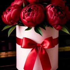 Схема вышивки «пионы в шляпной коробке на пианино»