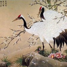 Схема вышивки «Журавли»