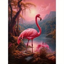 Схема вышивки «розовый фламинго»