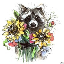 Енот с цветами2