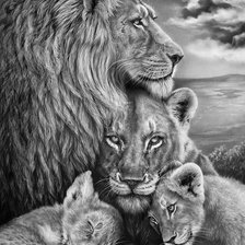 Схема вышивки «Львиная семья»