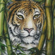 Схема вышивки «Тигр в тростнике»