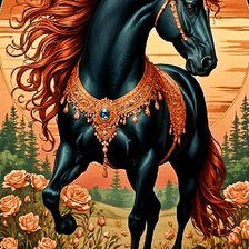 Схема вышивки «Вороной с огненной гривой»