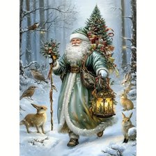 Схема вышивки «Дед Мороз уже в пути»