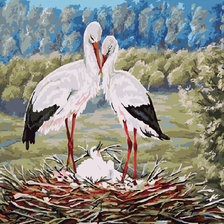 Схема вышивки «семья аистов»