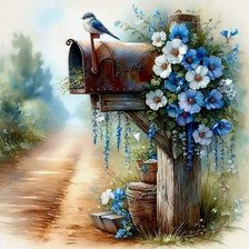 Схема вышивки «Bluebird mailbox»