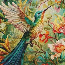 Схема вышивки «Colibri en vol»