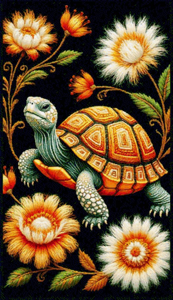 Цветы - черепаха - предпросмотр