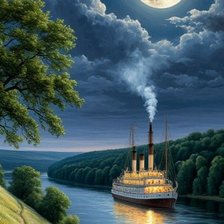 Схема вышивки «Вечер на реке»