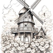 Схема вышивки «Мельница»