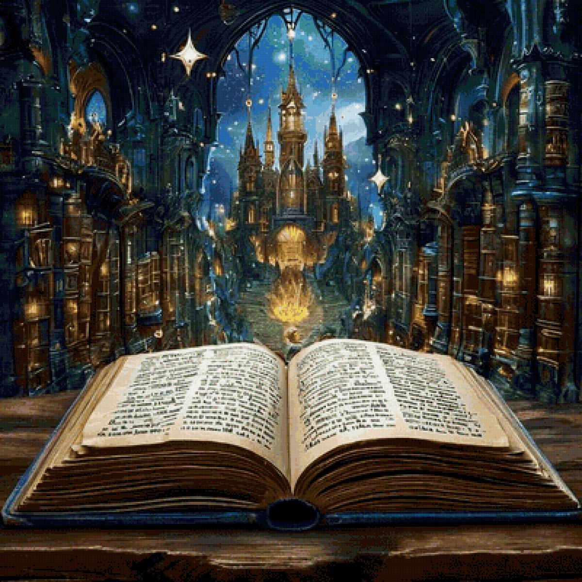 Удивительный мир книг - замок, книга, ночь - предпросмотр