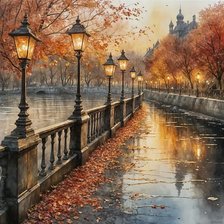 Схема вышивки «Осень на городской набережной»