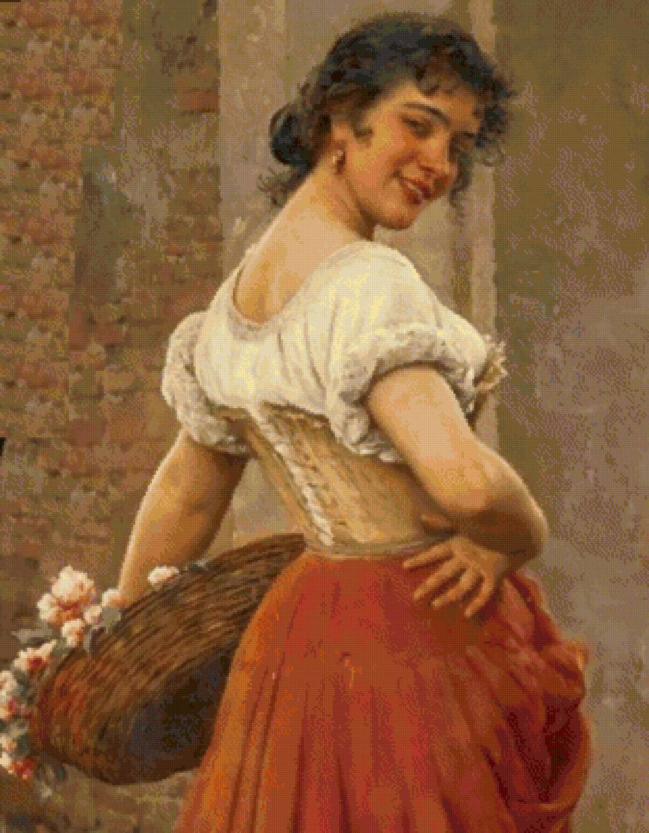 Девушка с корзиной - эжен де блаас - предпросмотр