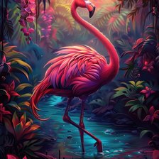 Схема вышивки «Розовый фламинго»