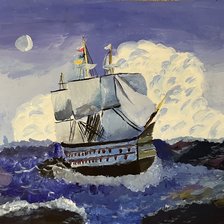 Схема вышивки «Корабль в океане глазами Киры»