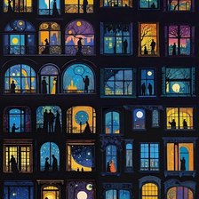 Схема вышивки «Окошки»