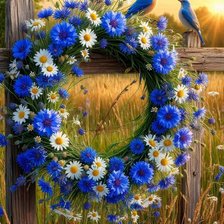 Схема вышивки «Венок, васильки»