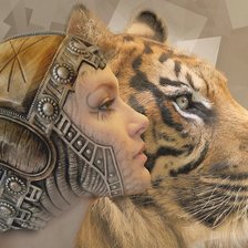 Схема вышивки «женщина тигр легионеры»